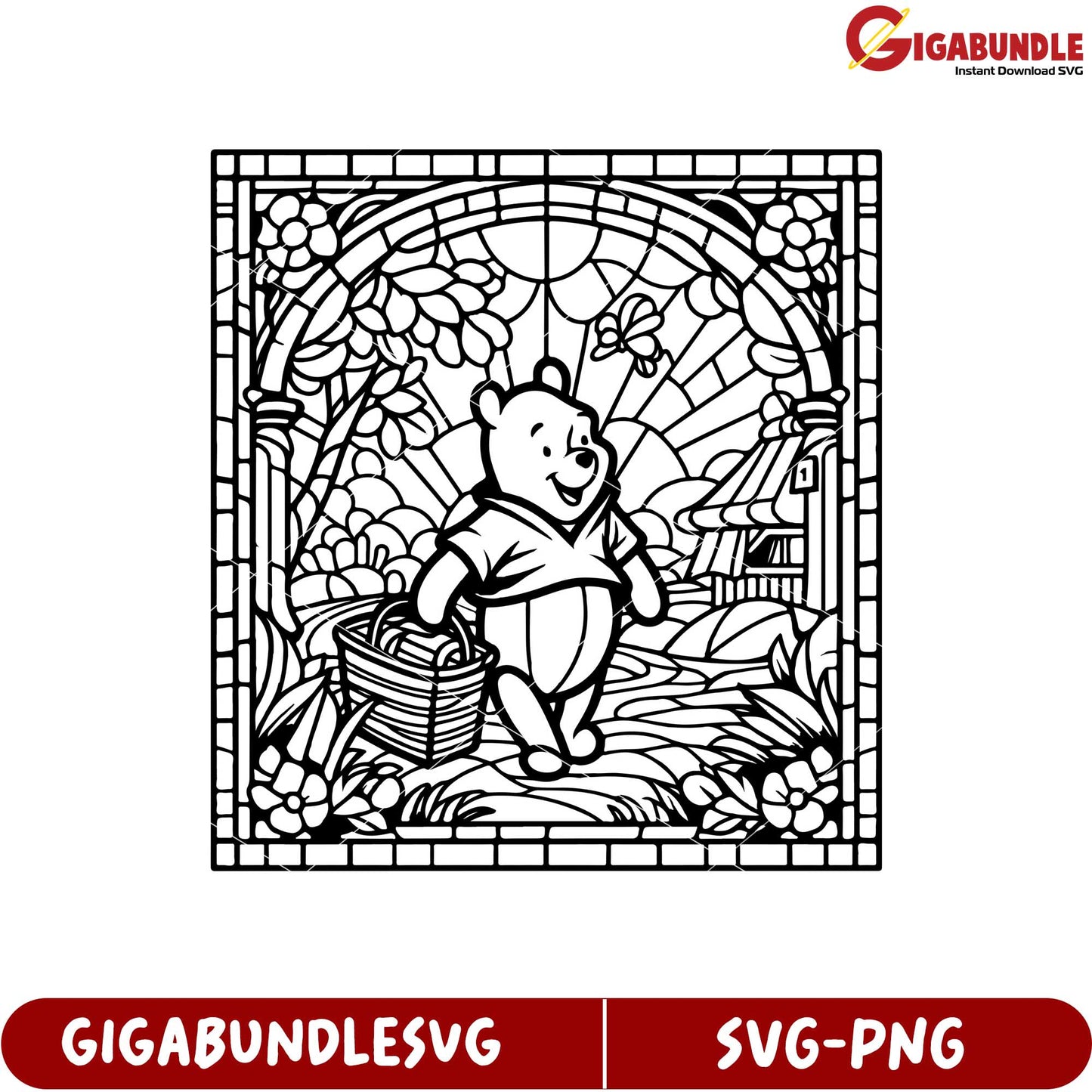 Winnie the Pooh Charming Garden Scene SVG Art for Crafting Projects