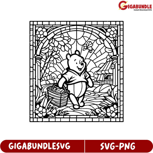 Winnie the Pooh Charming Garden Scene SVG Art for Crafting Projects