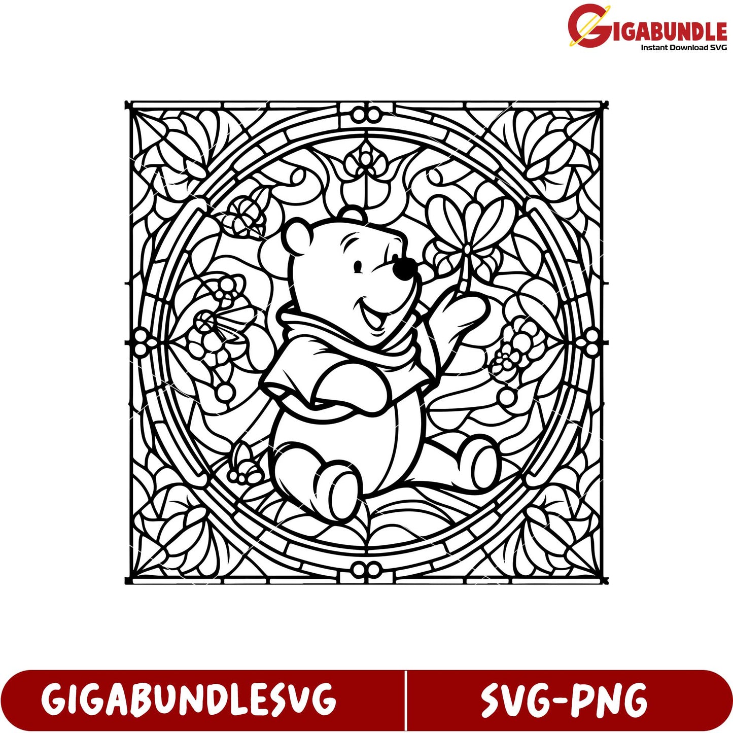 Winnie the Pooh Floral Design SVG for Crafting and DIY Projects