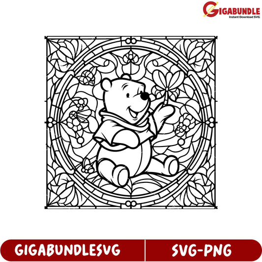 Winnie the Pooh Floral Design SVG for Crafting and DIY Projects