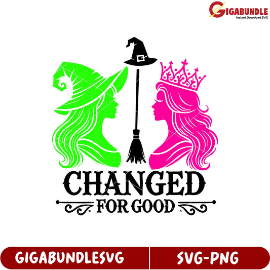 Witch and Princess Silhouette Design Changed for Good SVG Downloadable Art