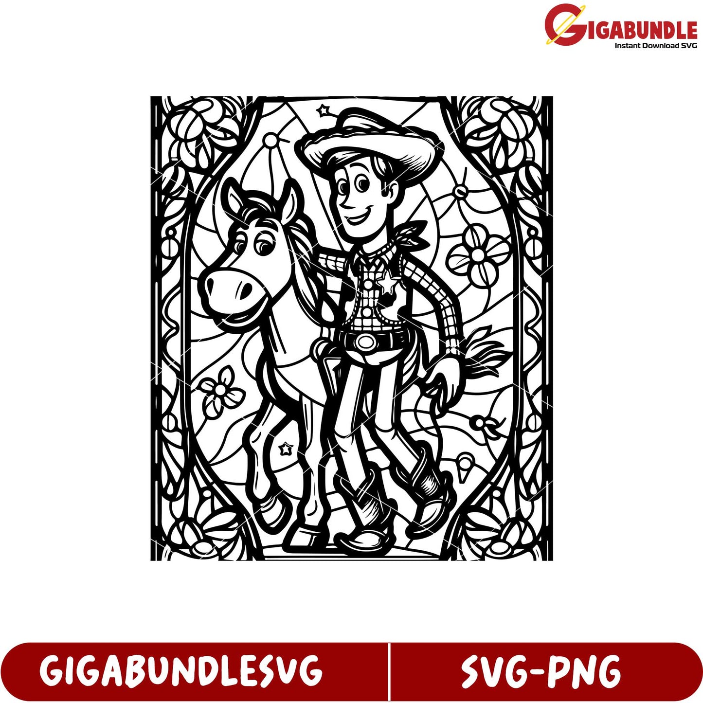 Wooden Cowboy and Horse SVG Design for Crafting and Decorations
