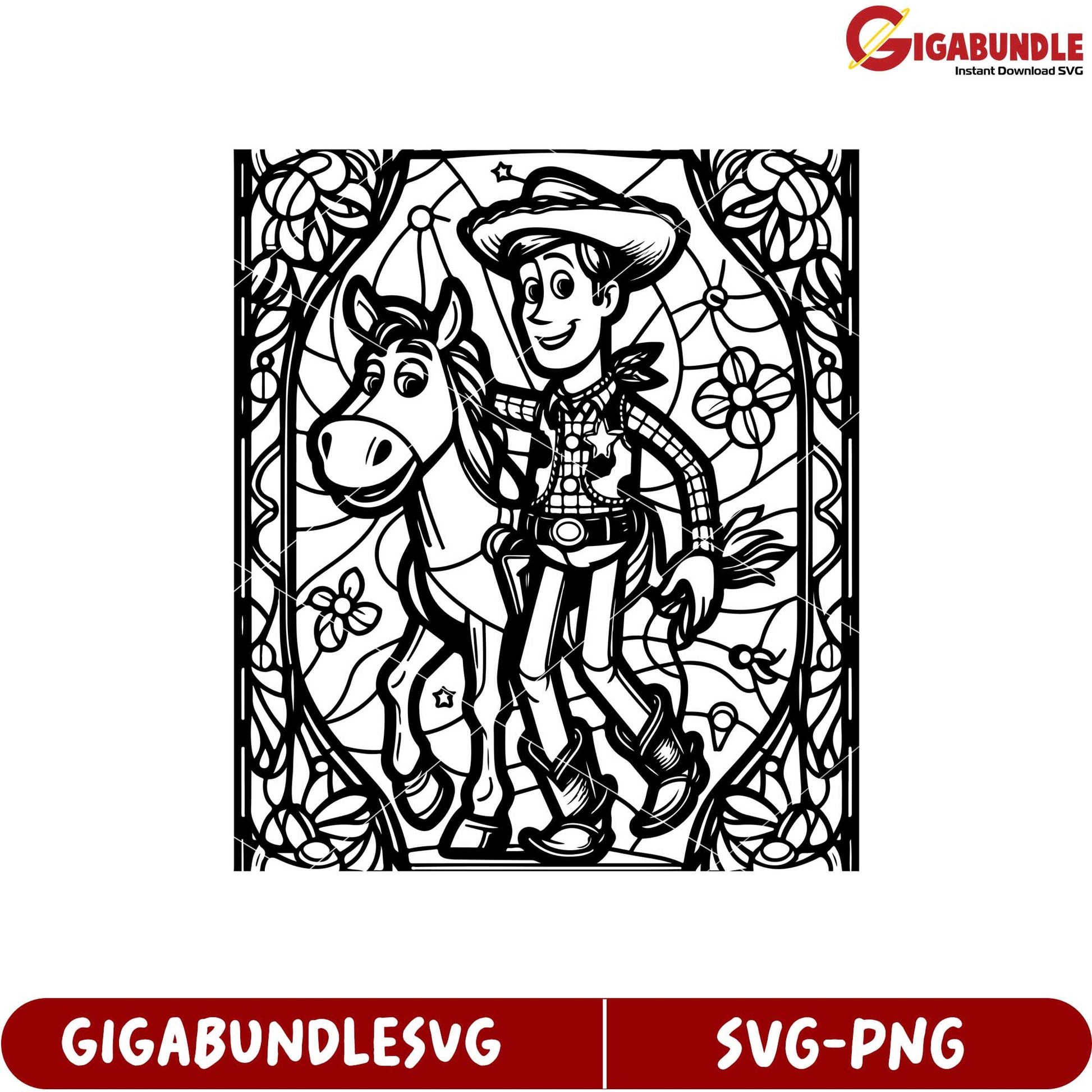 Wooden Cowboy and Horse SVG Design for Crafting and Decorations