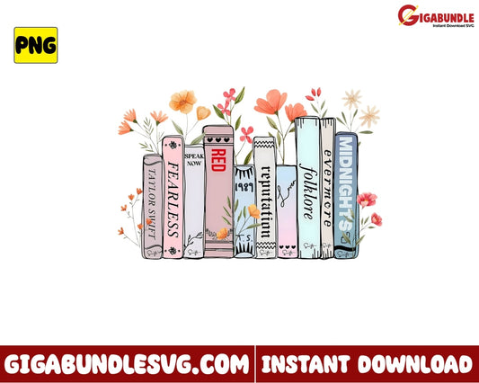 Albums As Books Png For Pop Music Concert Fan Book Lover - Instant Download