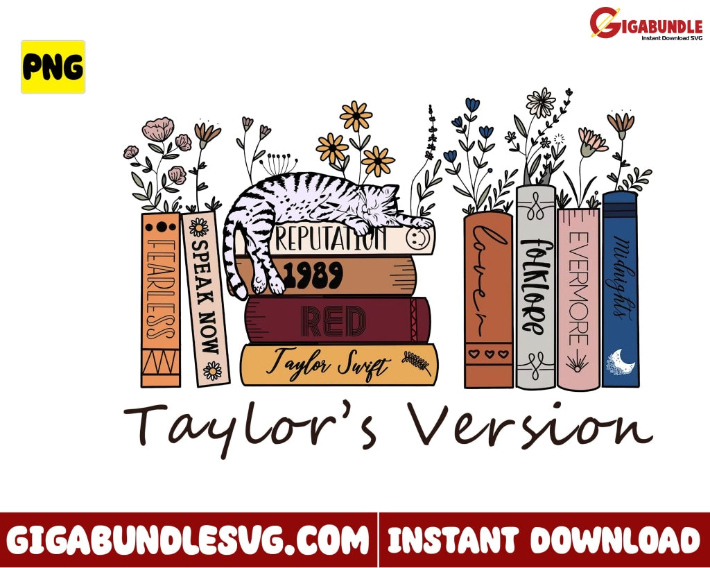 Albums As Books Png Lover Taylor Version Swift Book - Instant Download