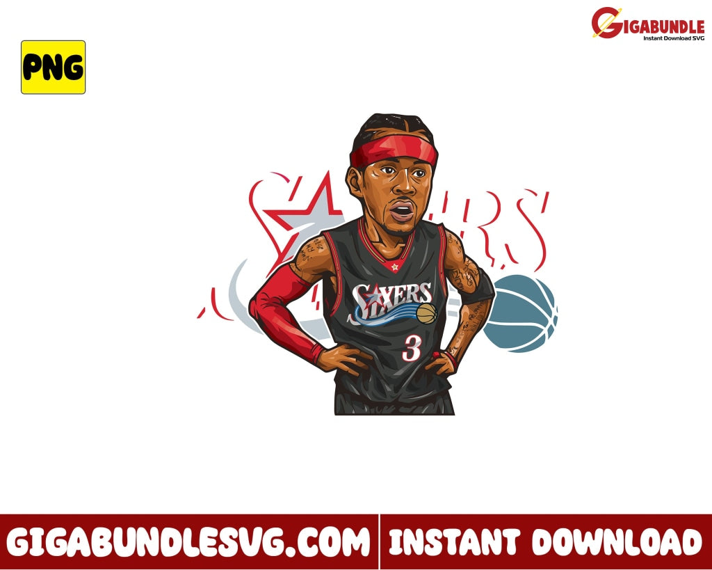 Allen Iverson Png Sixers Basketball Nba New Bootleg - Instant Download