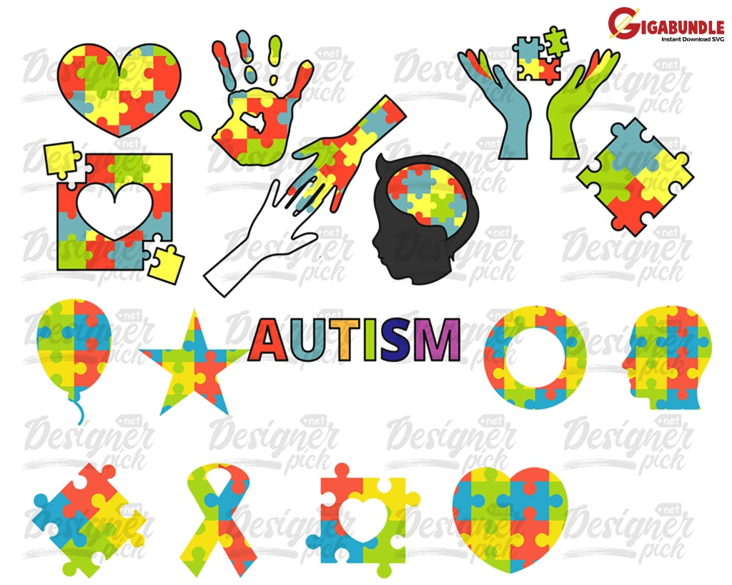 Autism Svg Bundle Awareness Quote Au-Some Mom Puzzle Ribbon Piece