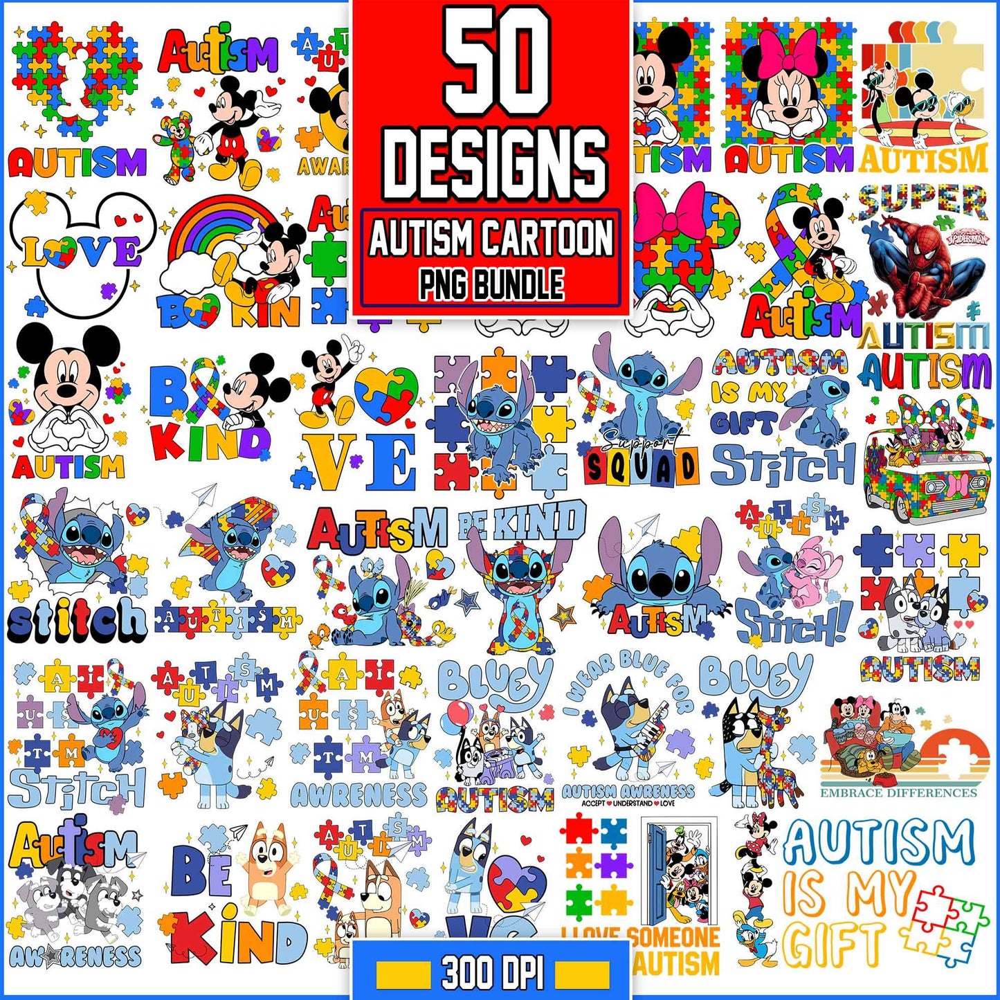 Cartoon Autism bundle PNG files