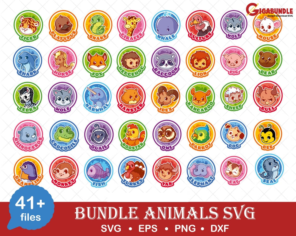 Baby Animals For Kids Animal Faces Svg Bundle Files Cricut Silhouette
