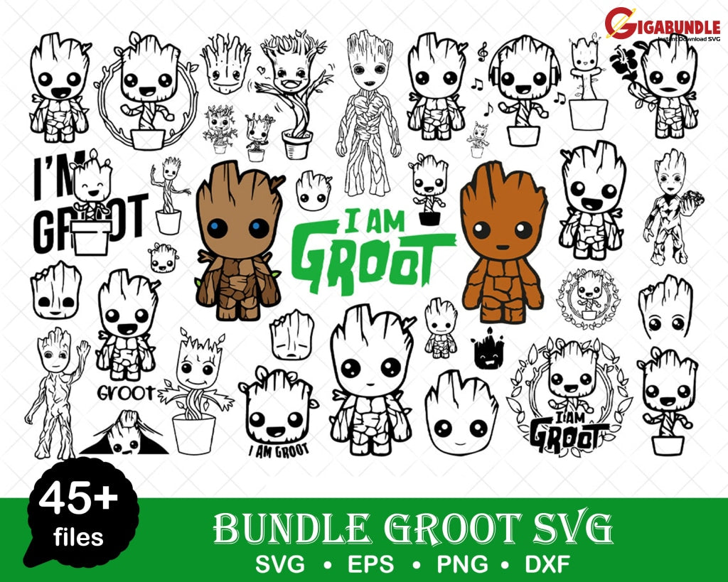 Baby Groot Svg Bundle Files For Cricut Silhouette Bundle