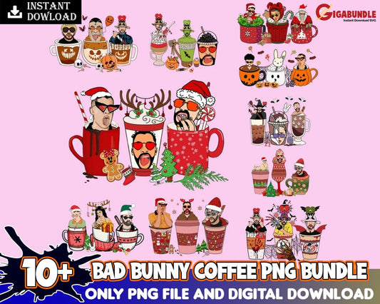 Bad Bunny Latte Png Halloween Coffee Fall Pumpkin Spice Iced Warm Autumn Hand Drawn Printable Files