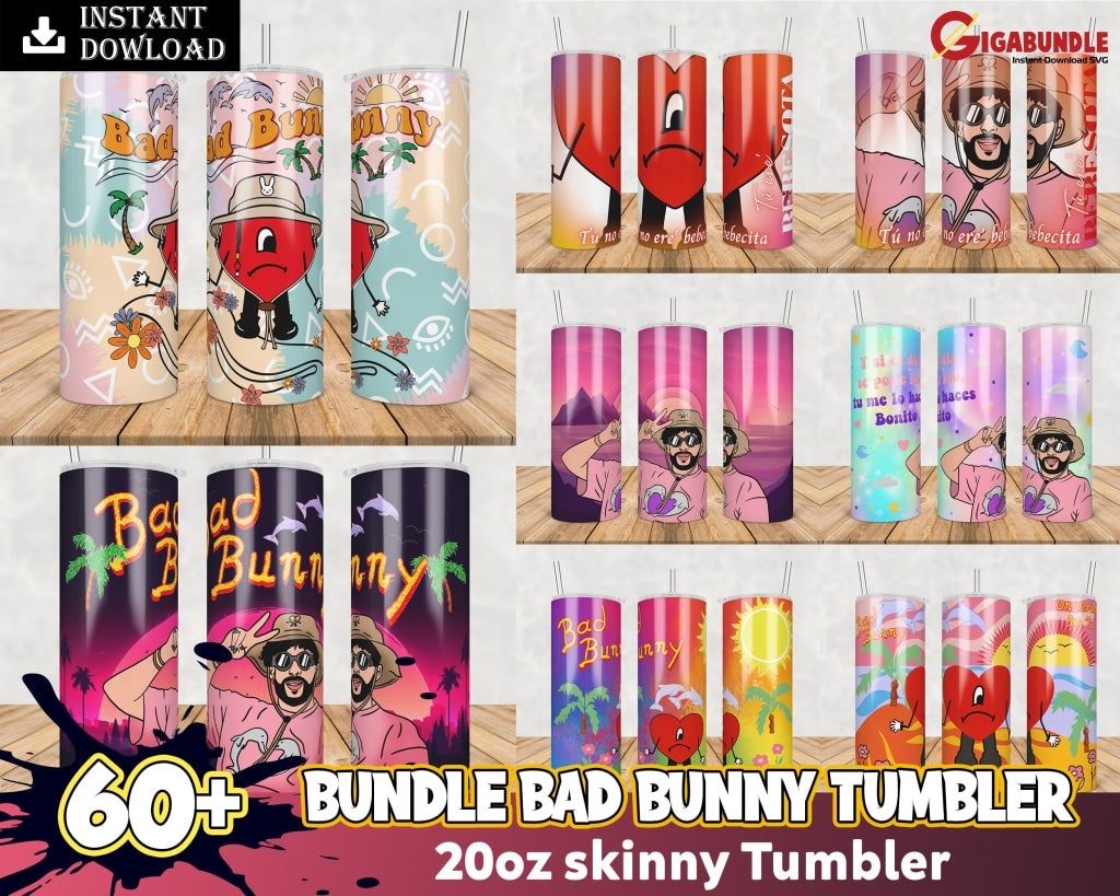 Bad Bunny Verano Sin Ti Tumbler Wrap Png Bundle