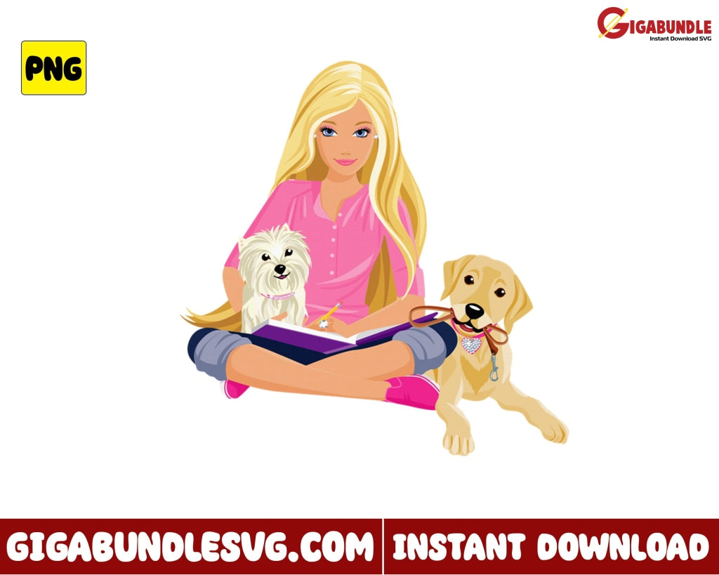 Barbie And Dogs Png Girl Doll Movie Cartoon - Instant Download