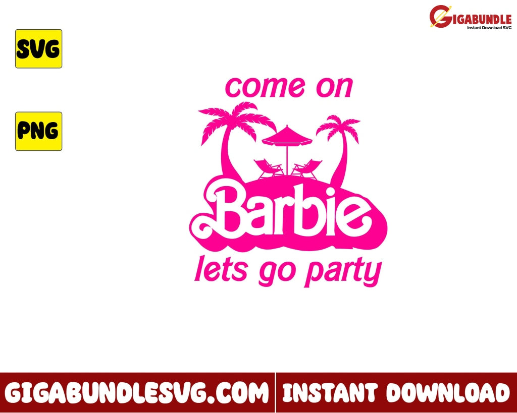 Barbie Beach Svg Birthday Logo Girl Cartoon - Instant Download