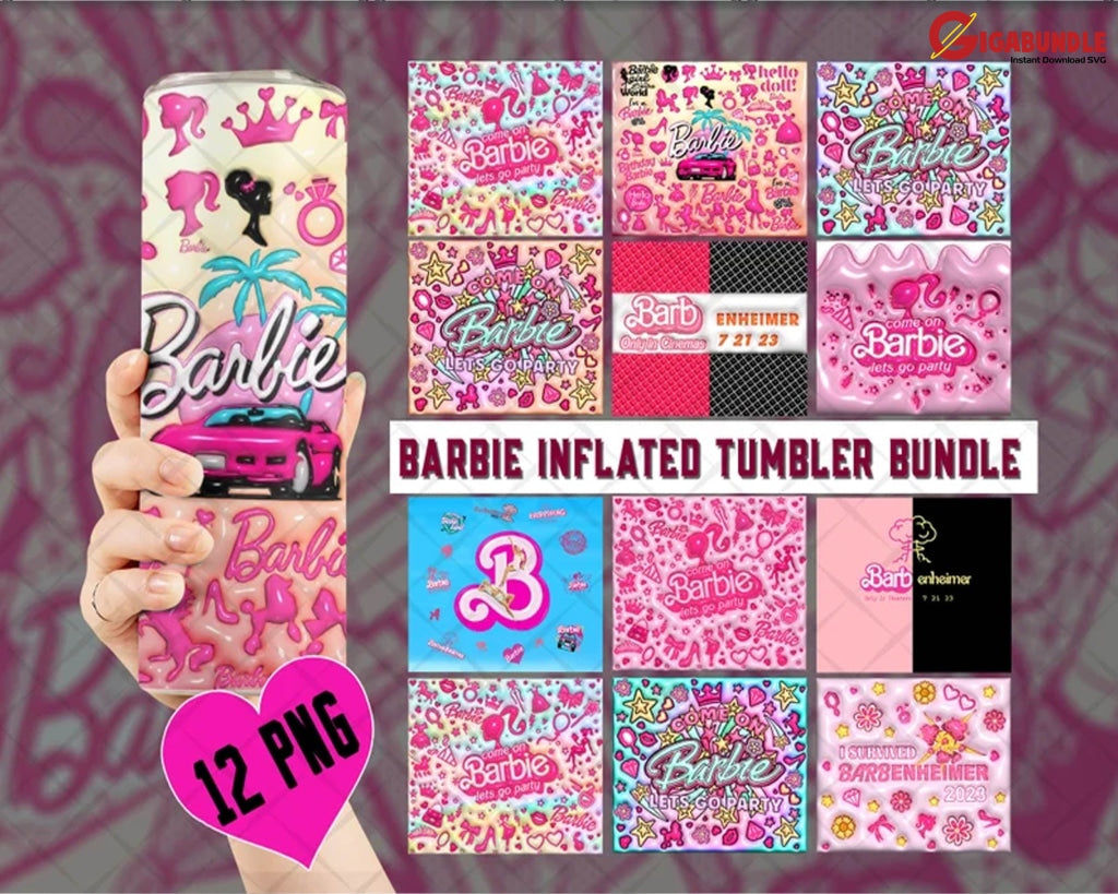 Barbie Inflated Tumbler Bundle | Barbi Doll Skinny Png Lets Go Party Come On