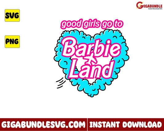 Barbie Land Svg Heart Girl Cartoon - Instant Download