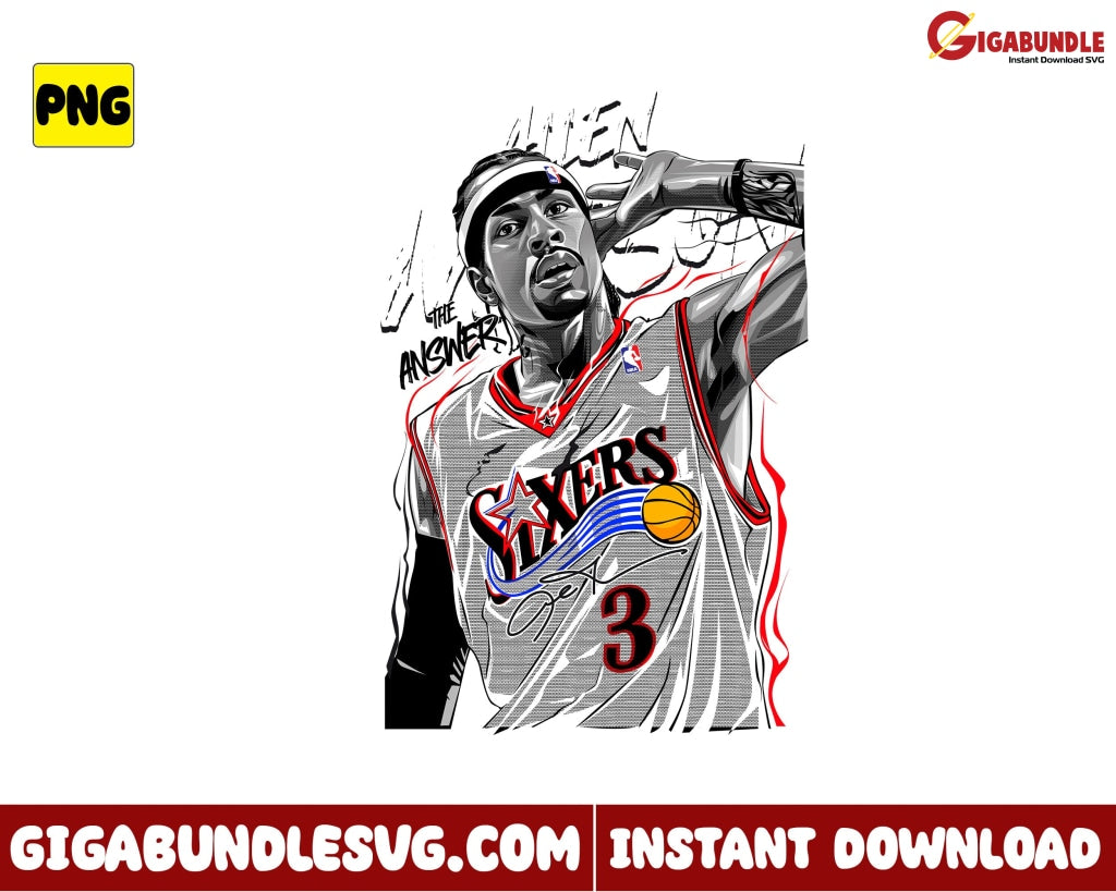 Basketball Png Allen Iverson Nba New Nba Bootleg - Instant Download