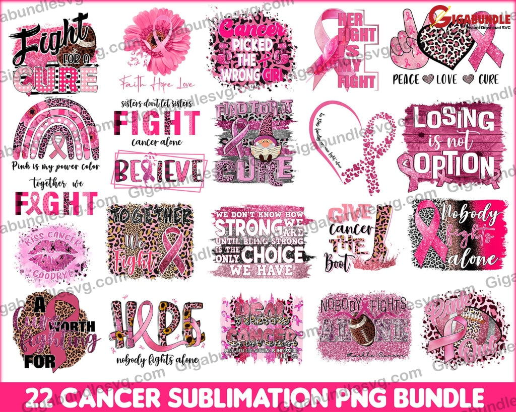 Big Breast Cancer Png Bundle 25 Awareness Survivor Fight