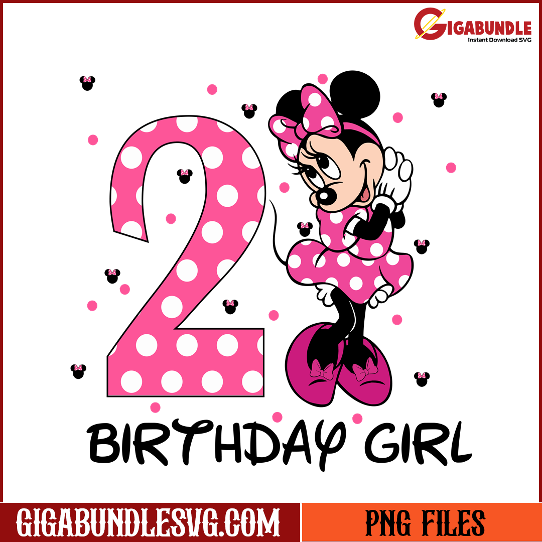 Disney Minnie 2nd Birthday Girl PNG File, Cartoon PNG File – Gigabundlesvg