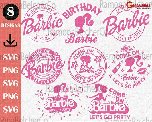 Birthday Barbie Girl Png Party Png- Instant Download