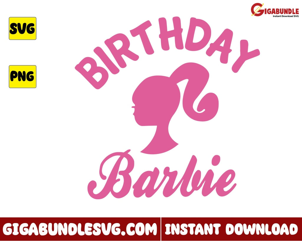 Birthday Barbie Svg Cartoon - Instant Download