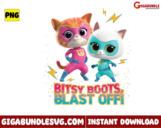 Bitsy Boots Blast Off Png Cat Superkitties Disney - Instant Download