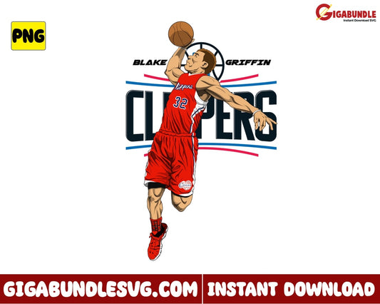 Blake Griffin Png Slam Dunk Basketball New Nba Bootleg - Instant Download