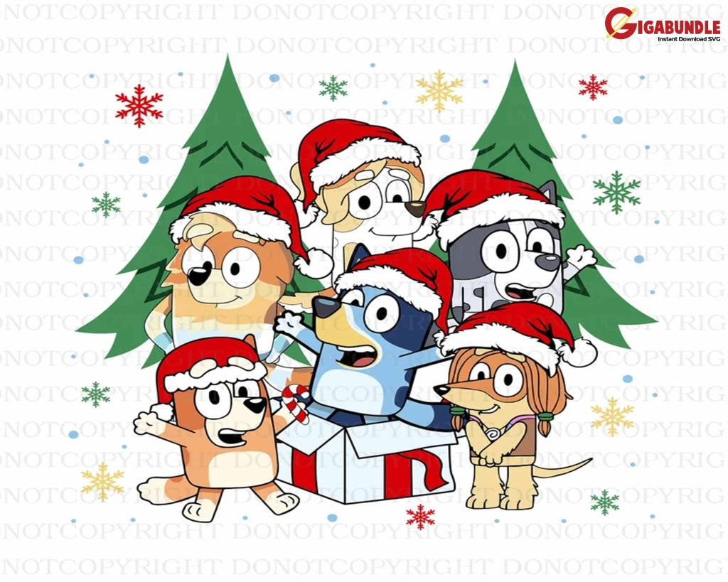 Blue Dog Christmas Svg Characters