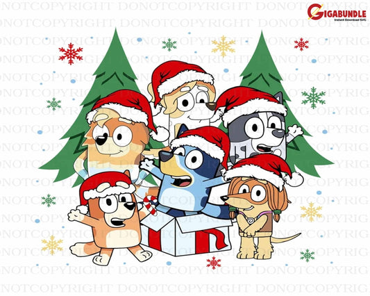 Blue Dog Christmas Svg Characters