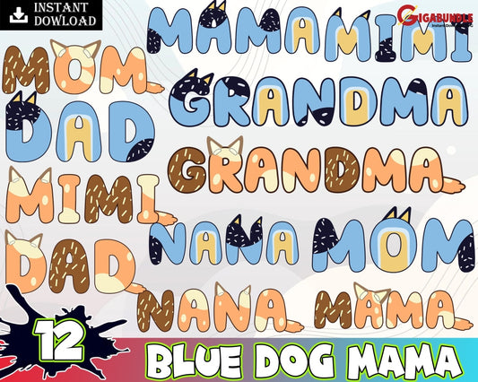 Blue Dog Mama Png Bundle Mom Png Mum Mother Day Digital Download Sublimation
