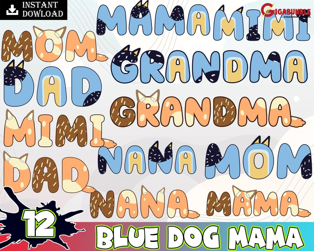 Blue Dog Mama Png Bundle Mom Png Mum Mother Day Digital Download Sublimation