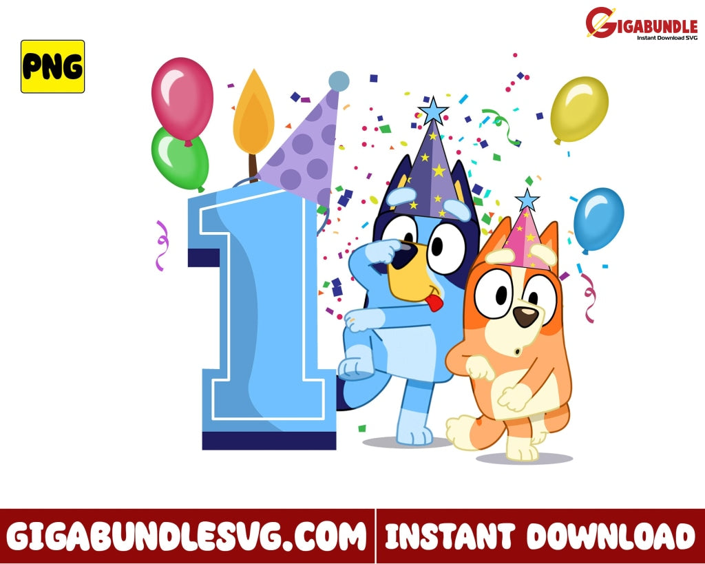 Bluey 1St Birthday Png And Bingo Disney - Instant Download