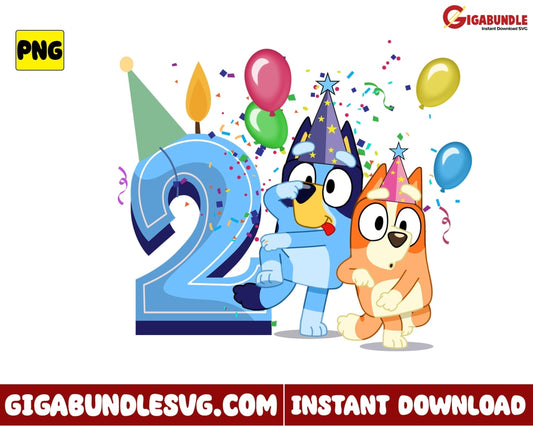 Bluey 2Nd Birthday Png And Bingo Disney - Instant Download