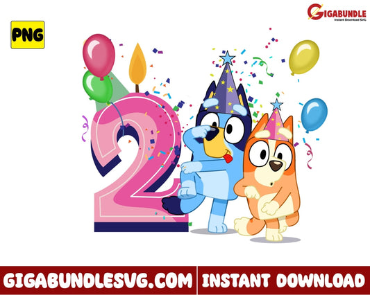 Bluey 2Nd Birthday Png Bingo And Disney - Instant Download