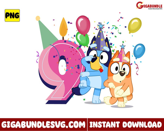 Bluey 9Th Birthday Png And Bingo Disney - Instant Download