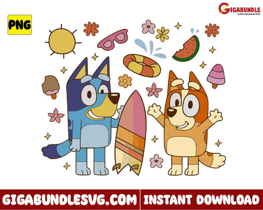 Bluey And Bingo Svg Hello Summer Dog Cartoon - Instant Download