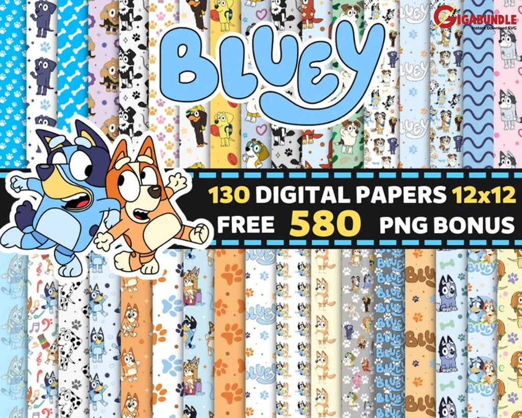 Bluey Digital Paper, Bluey Digital Papers- Instant Download – Gigabundlesvg