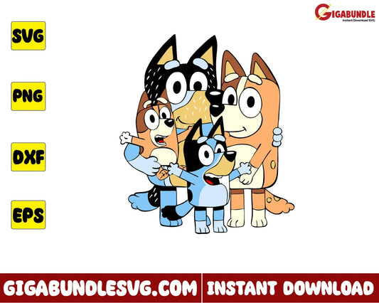 Bluey Family Png Bingo Bandit Chilli Disney - Instant Download