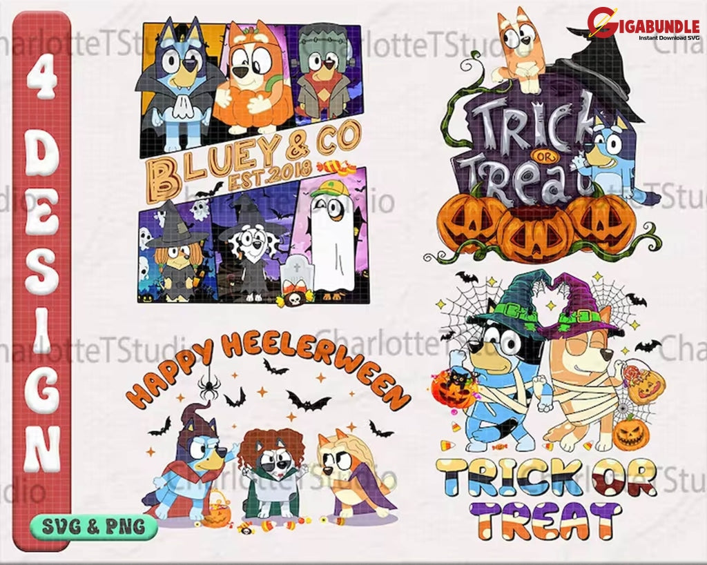 Bluey Halloween Png, Halloween Bluey And Bingo Shirt-Instant download ...