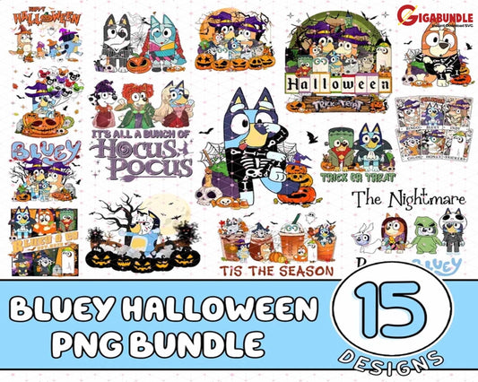 Bluey Halloween Sublimation Png Bundle & Co Png Costume Trick Or Treat Witches Horror