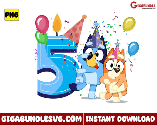 Bluey Png 5Th Birthday And Bingo Disney - Instant Download
