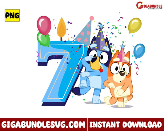 Bluey Png 7Th Birthday And Bingo Disney - Instant Download