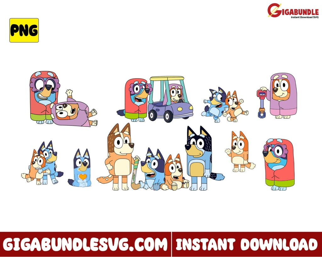 Bluey Svg Family Grannies Dog Cartoon - Instant Download