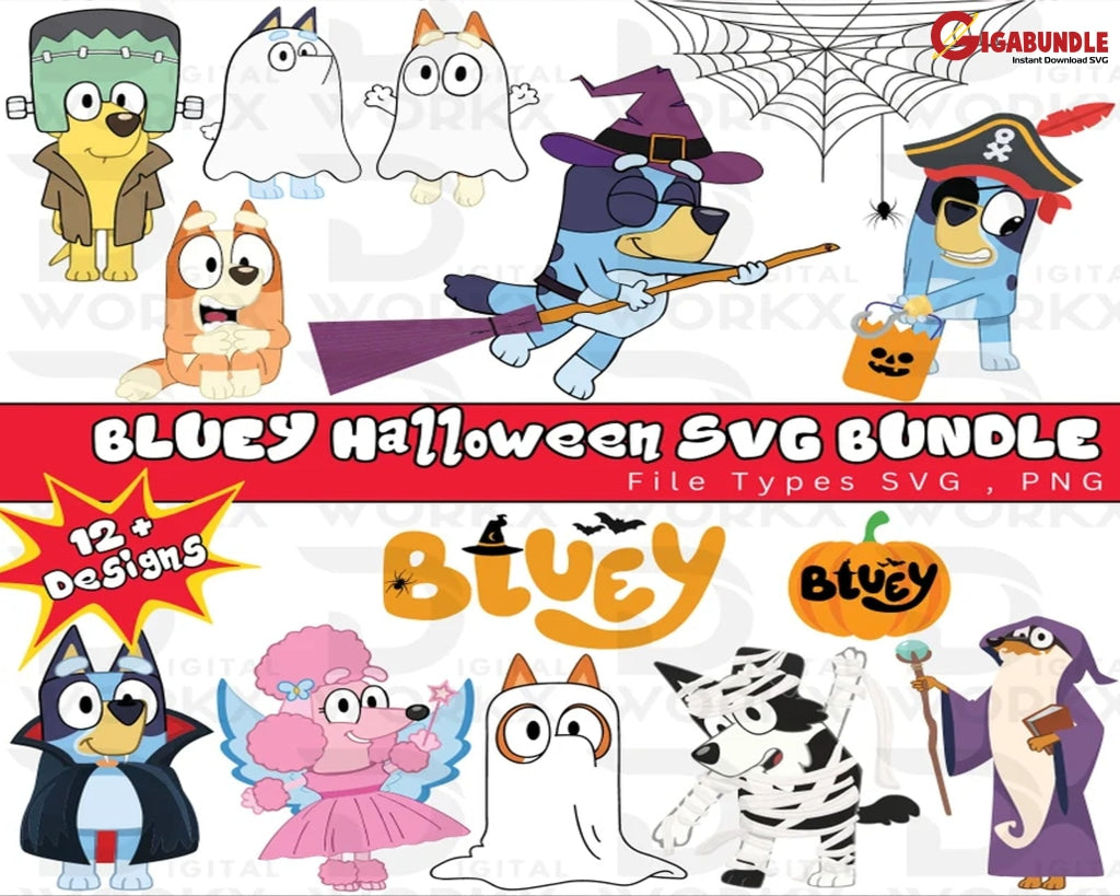 Bluey Svg Halloween Bundle Shirt Png Halloween-Instant Download