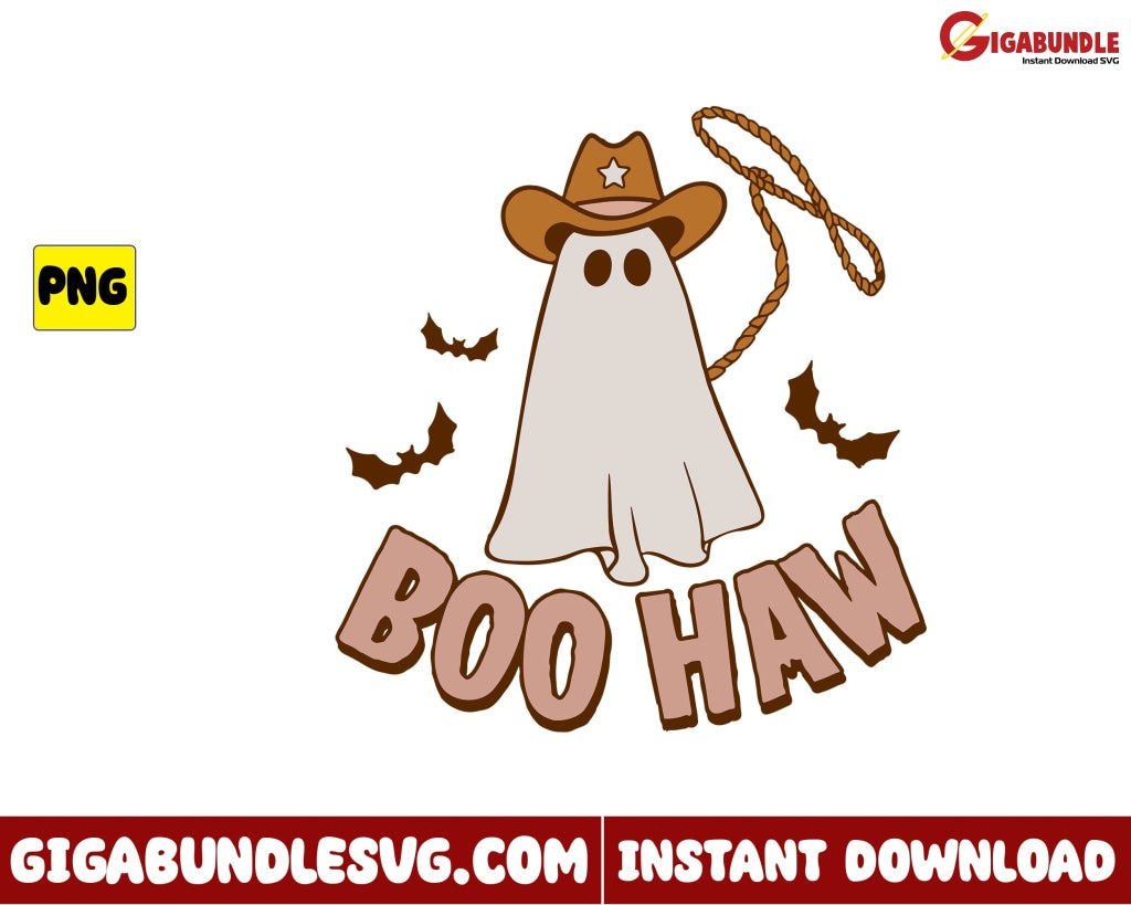 Boo Haw Ghost Png Cowboy Retro Halloween - Instant Download