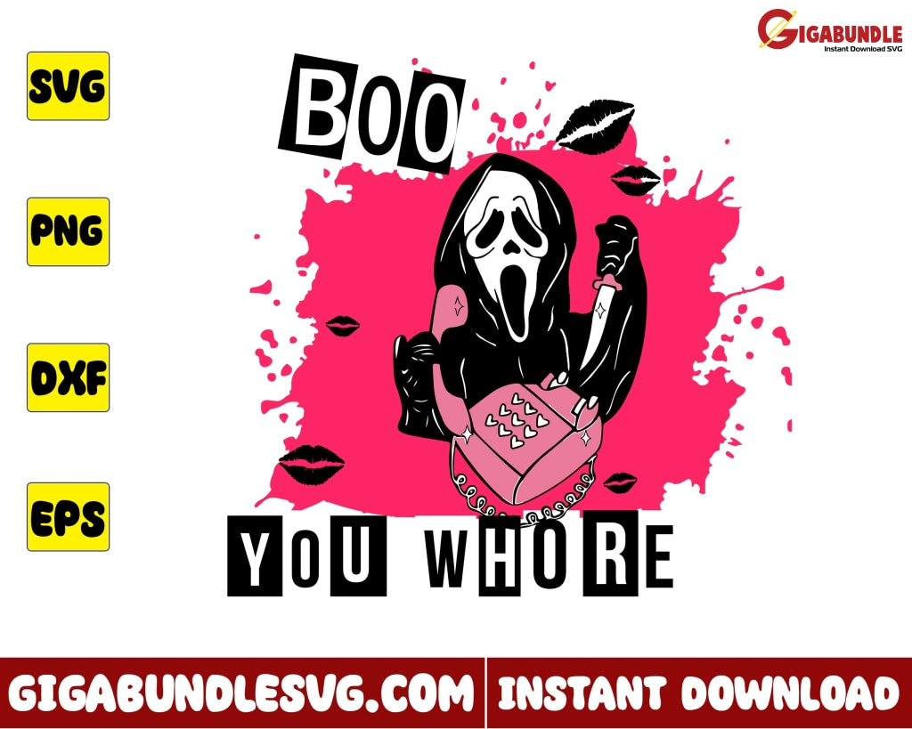 Boo You Whore Svg Ghostface Call Horror Mean Girls Halloween - Instant Download