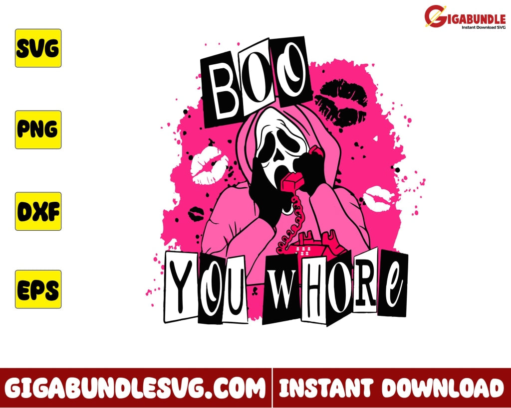 Boo You Whore Svg Ghostface Lips Horror Mean Girls Halloween - Instant Download