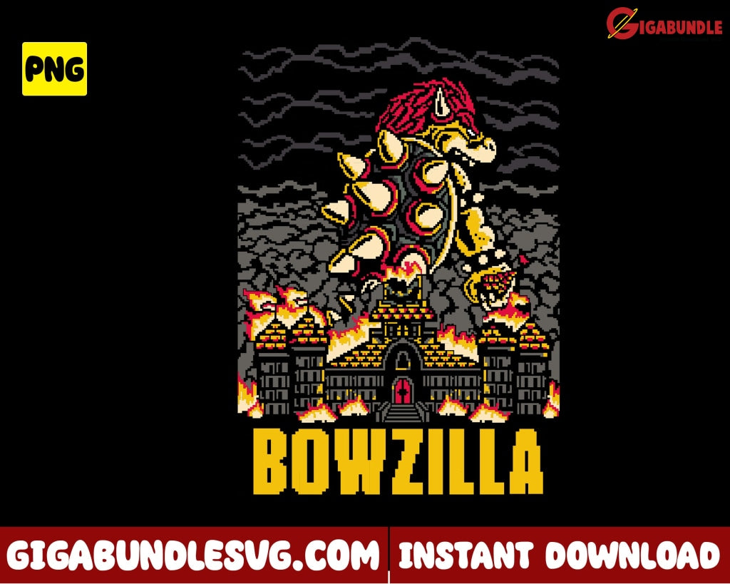 Bowzilla Png Mario Game Super Cartoon - Instant Download