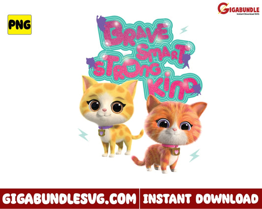 Brave Smart Strong Kind Png Cat Superkitties Cartoon - Instant Download