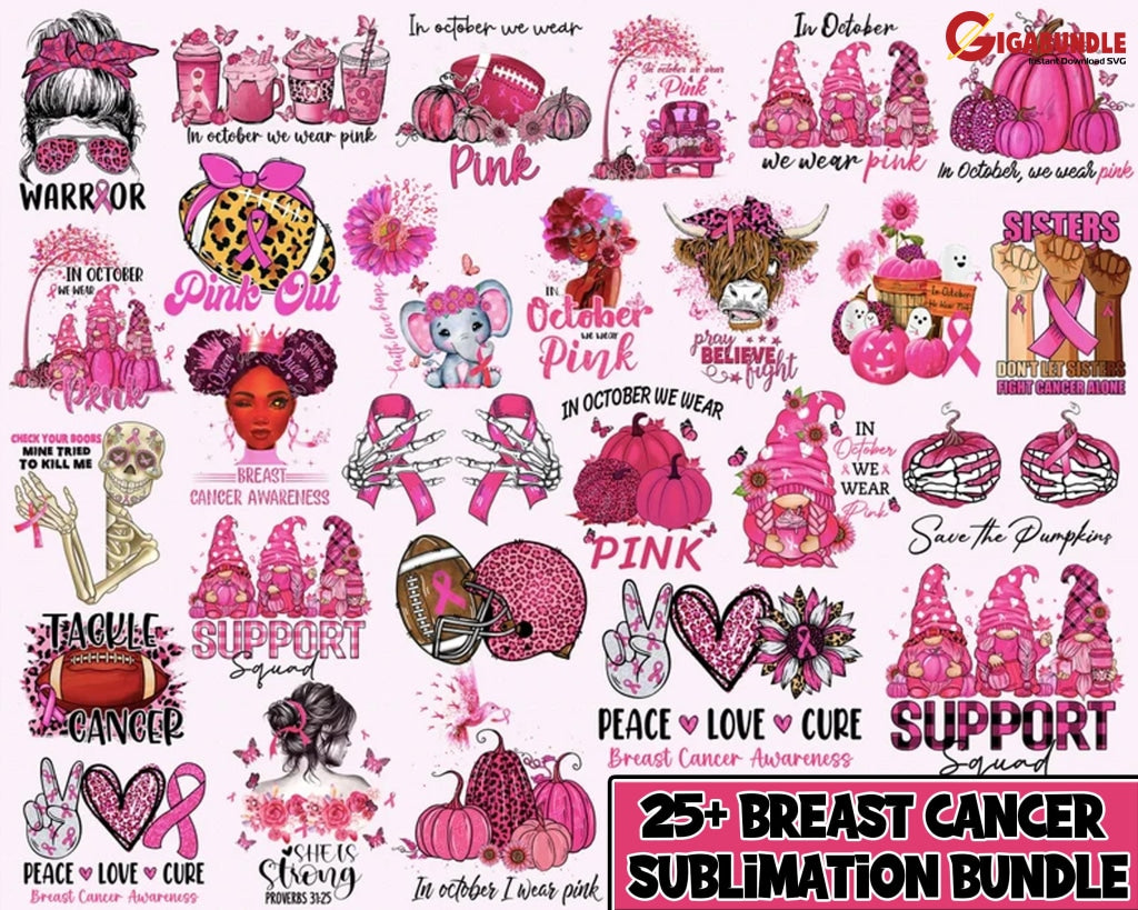 Breast Cancer Png Bundle Png In October We Wear Survivor Ribbon Clipart Leopard Pumpkin Football